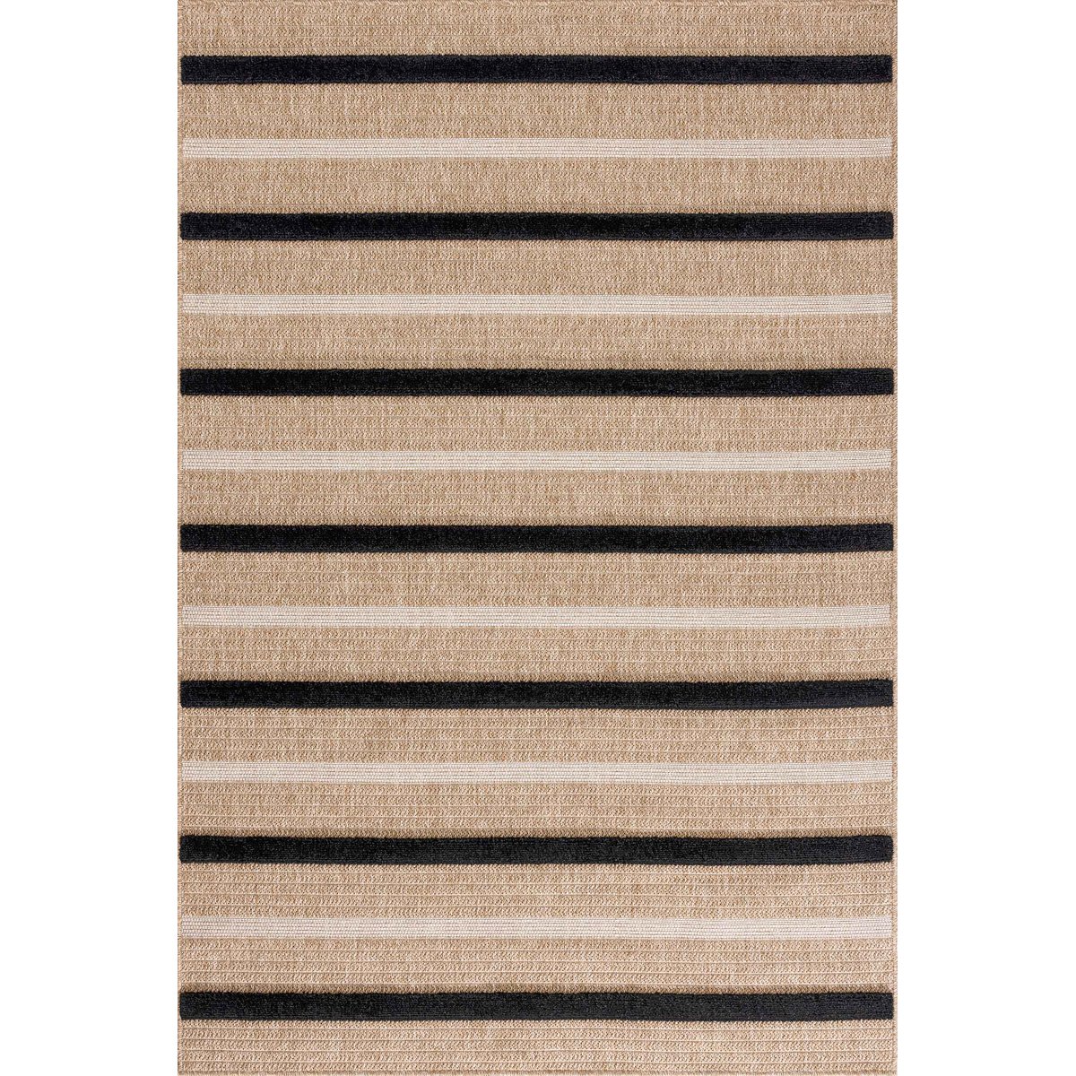 Tapis interieur jute à rayures PALMA beige et noir, NAZAR RUGS