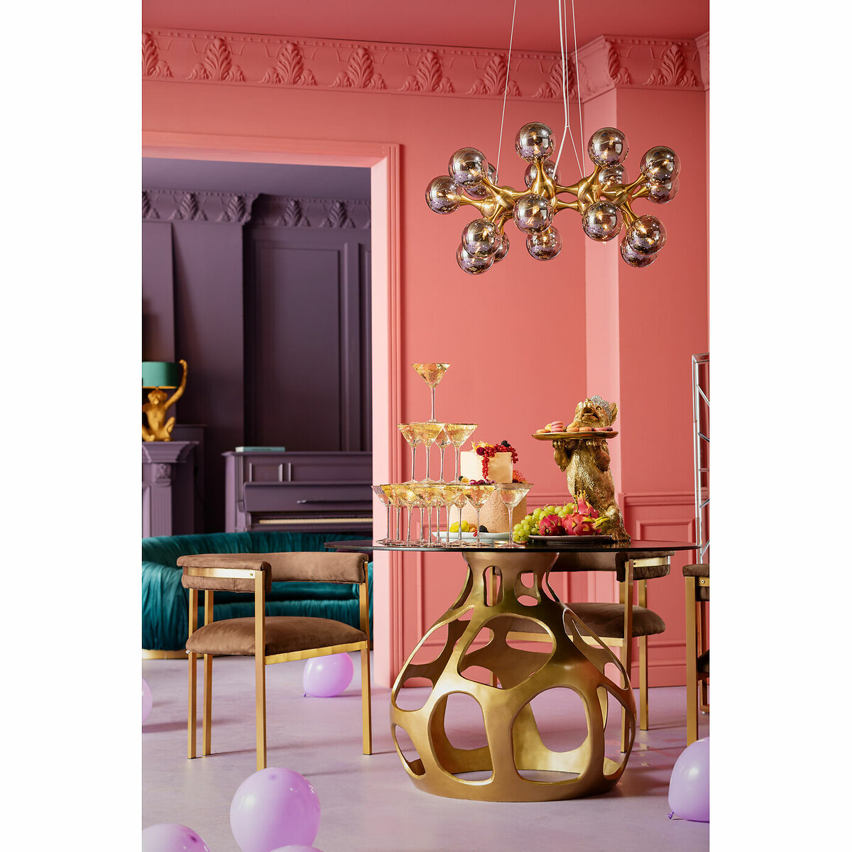 Hängeleuchte Atomic Balls Brass Ø74cm silberfarben, KARE DESIGN