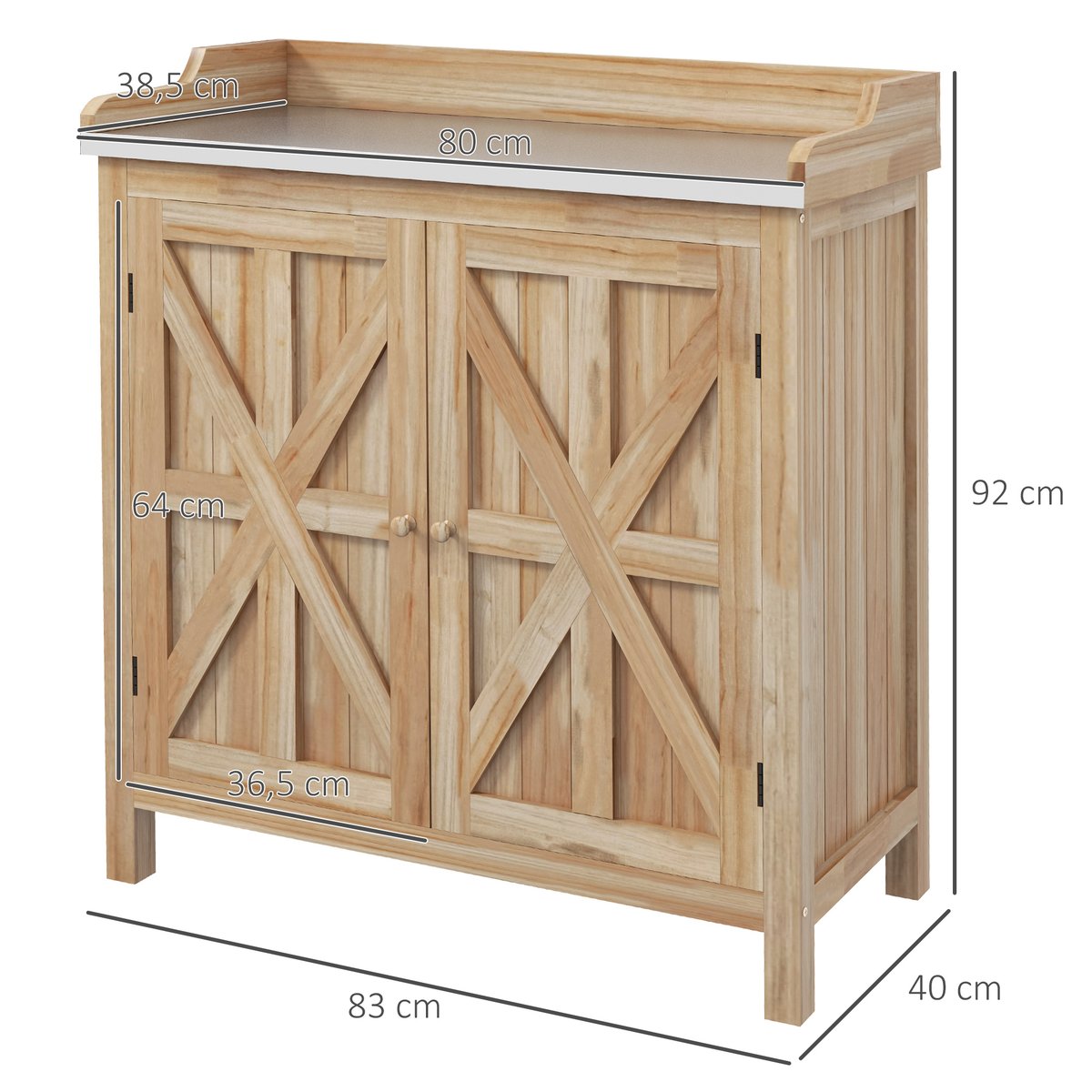 Table de rempotage armoire de jardin 2 en 1 beige, OUTSUNNY