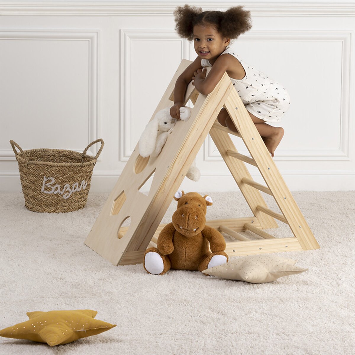 Triangle d'escalade enfant MONTI beige, ATMOSPHERA FOR KIDS