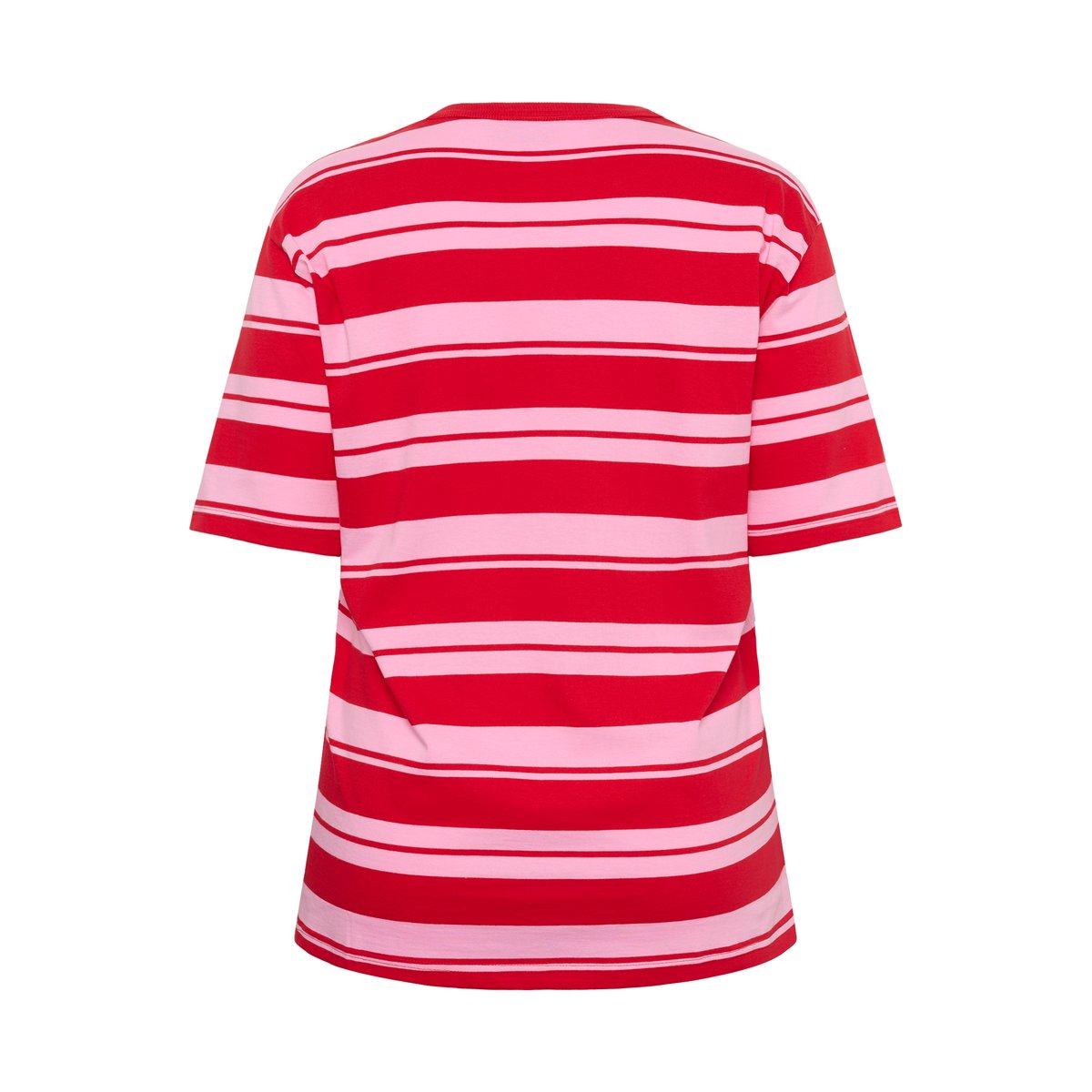 T-shirt rouge rose true red/pink stripes, KAFFE CURVE