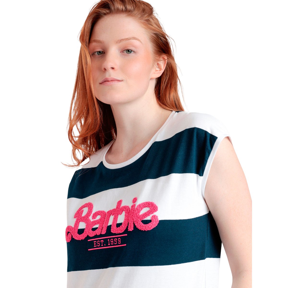 Pyjama short t-shirt Barbie Stripes bleu marine, ADMAS