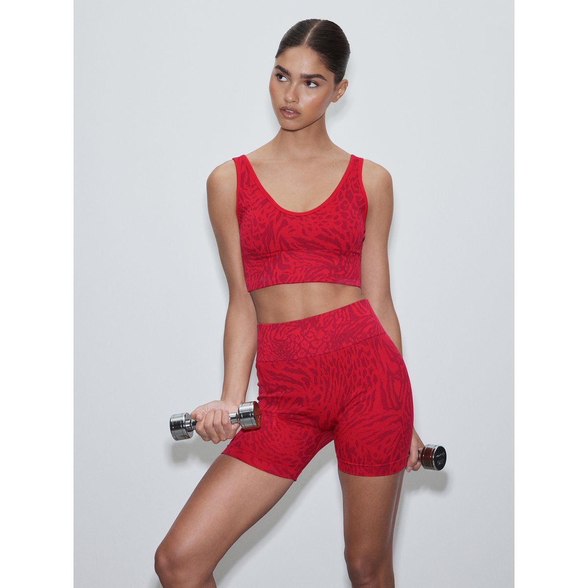 Short cycliste sans coutures active rouge imprimé animal, NEXT