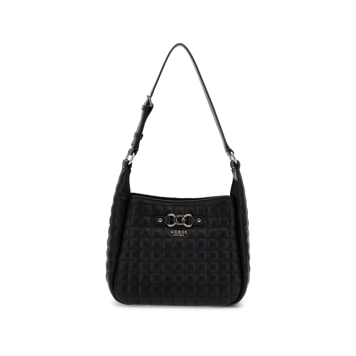 Sac Hobo Nadira Surpiqué noir, GUESS