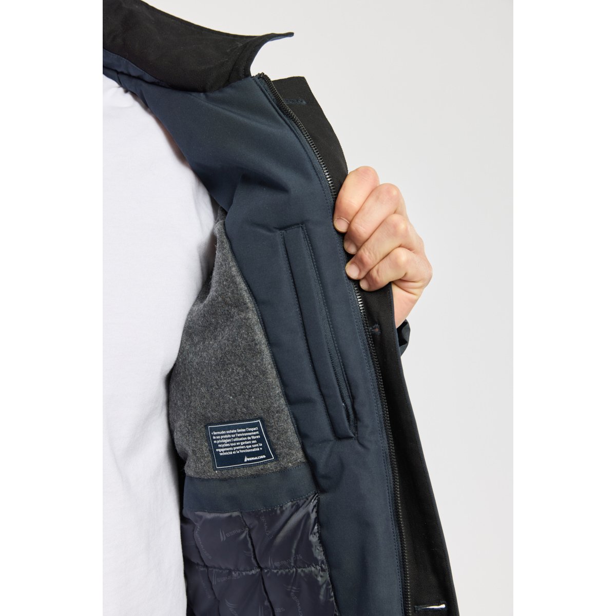 Parka courte en polyester recyclé HIGHWARM navy, BERMUDES