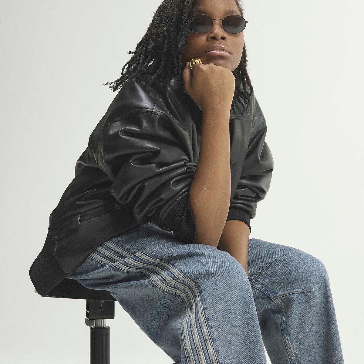 Jean barrel taille haute denim bleu, adidas Originals