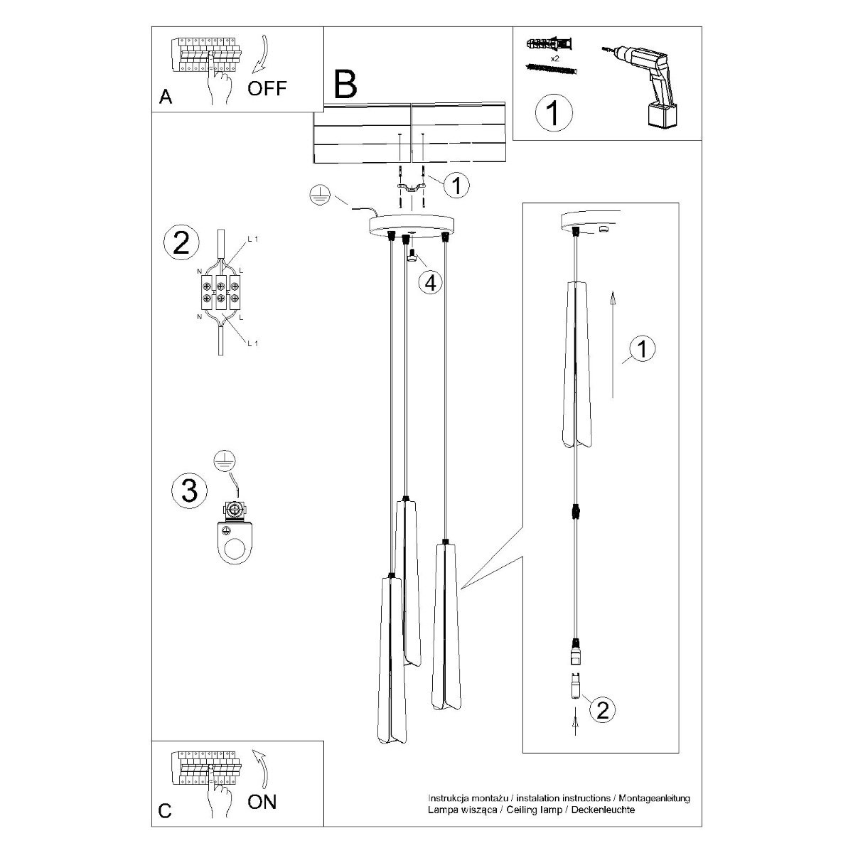 Suspension Acier Blanc G9 3 Prysm blanc, EDEN