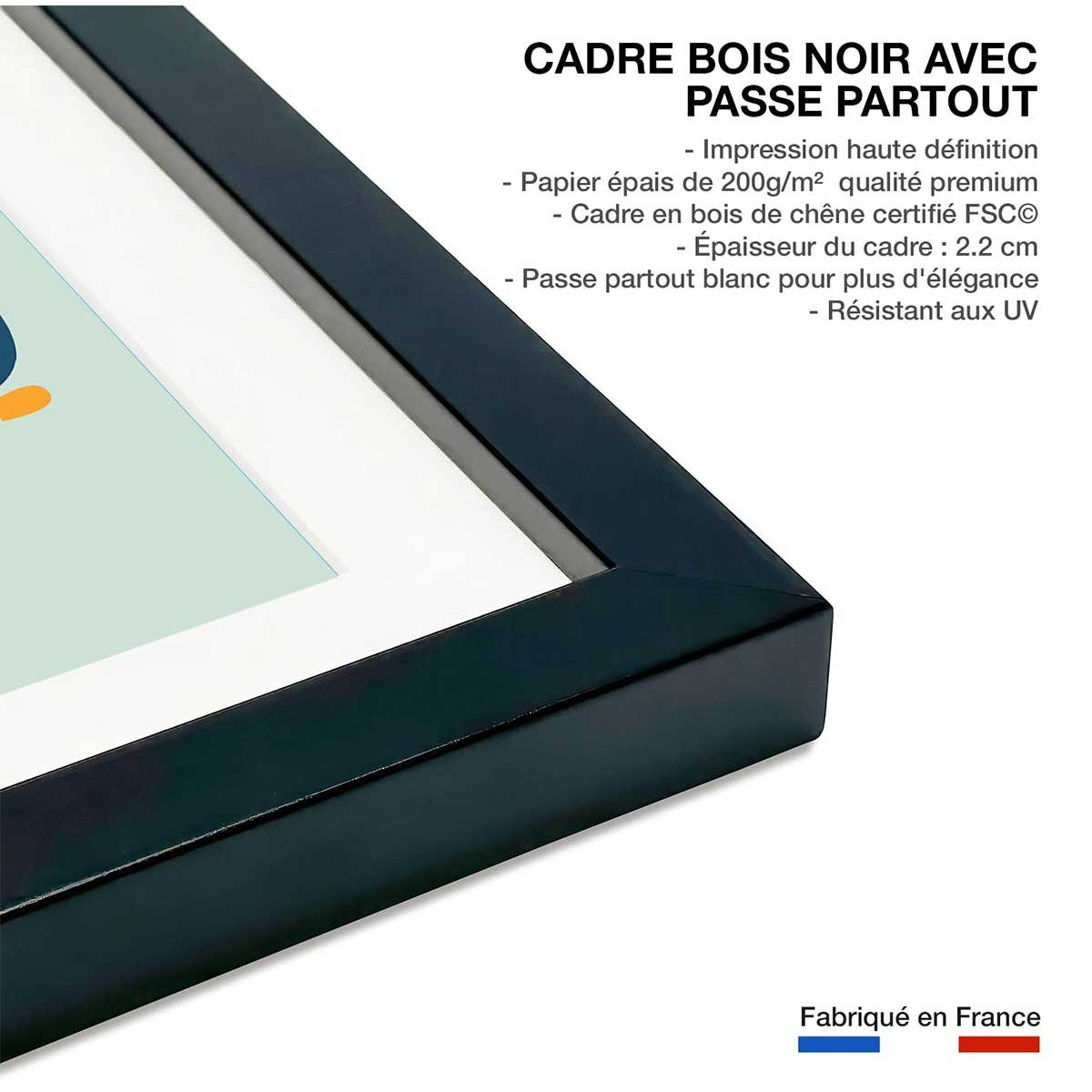 Affiche time to ice cream affiche + cadre en bois - noir, HEXOA