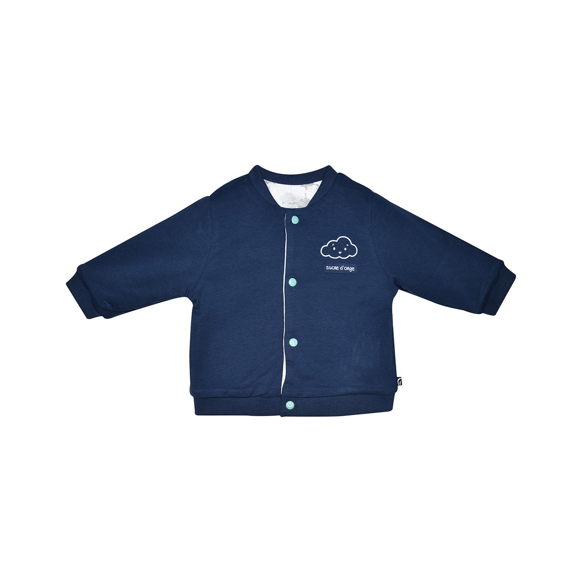 Cardigan maurin maille bebe bleu, SUCRE D'ORGE
