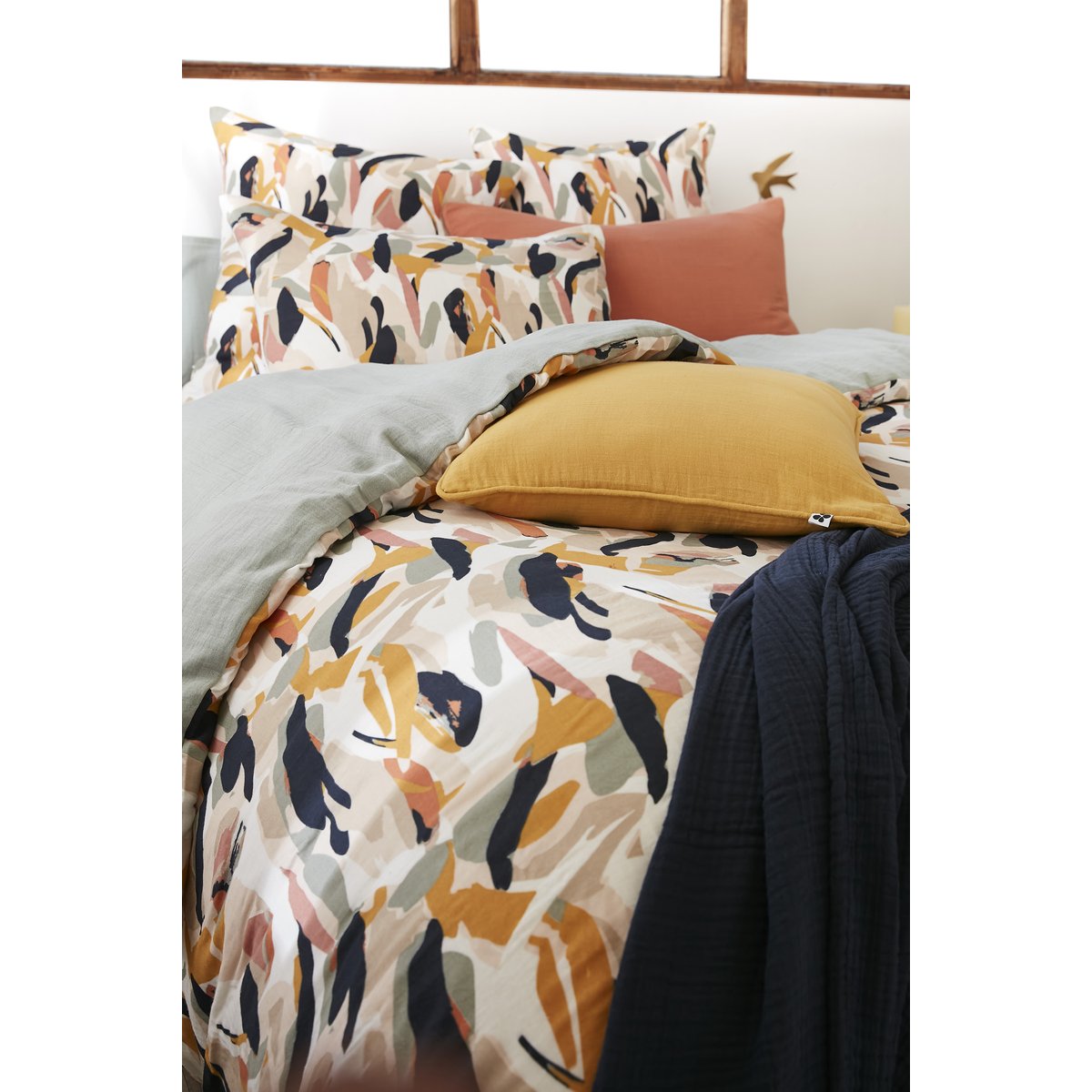 Housse de couette Gaze Coton Julia vert clair, EDEN