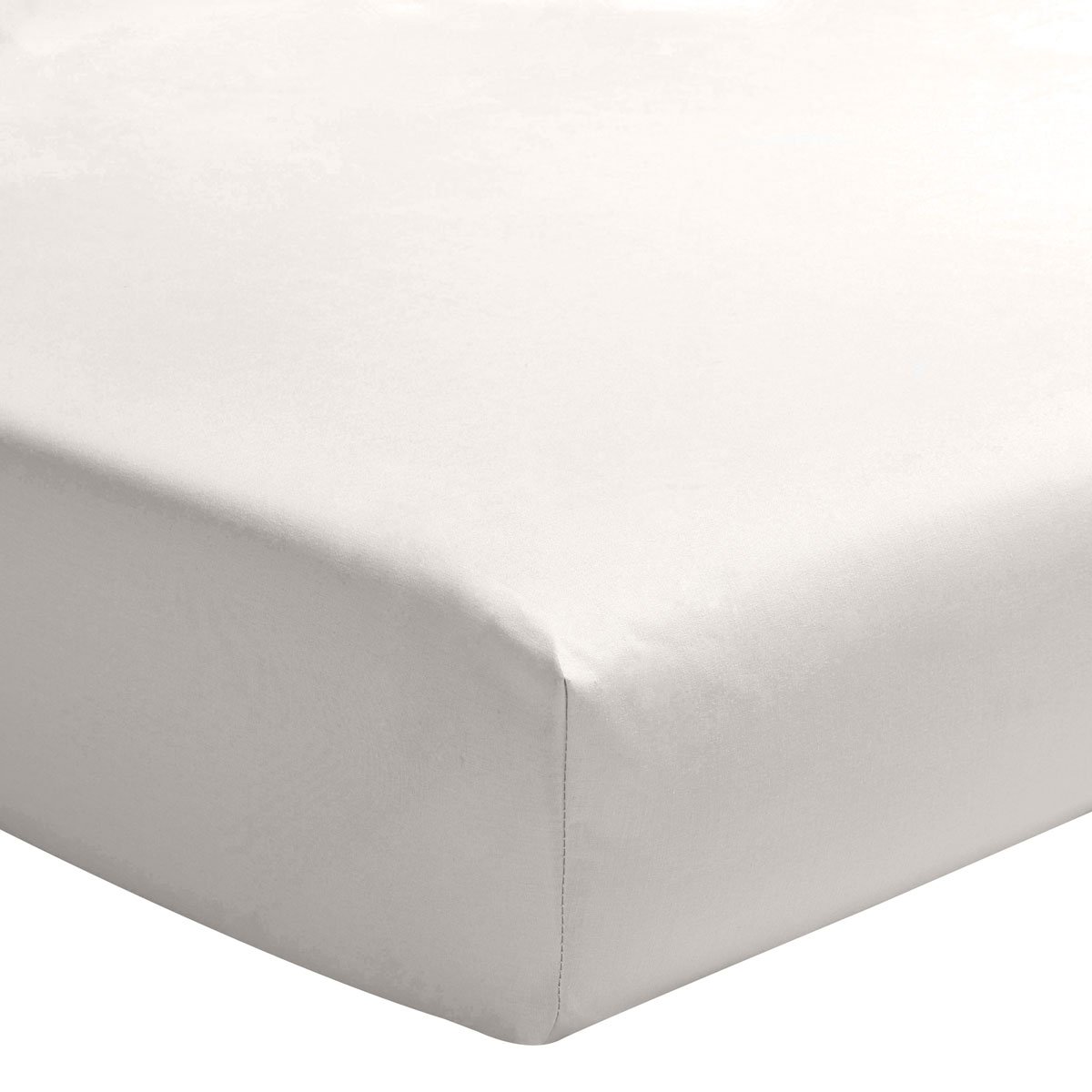 Drap housse uni en percale de coton, ALBÂTRE blanc, A DEMAIN