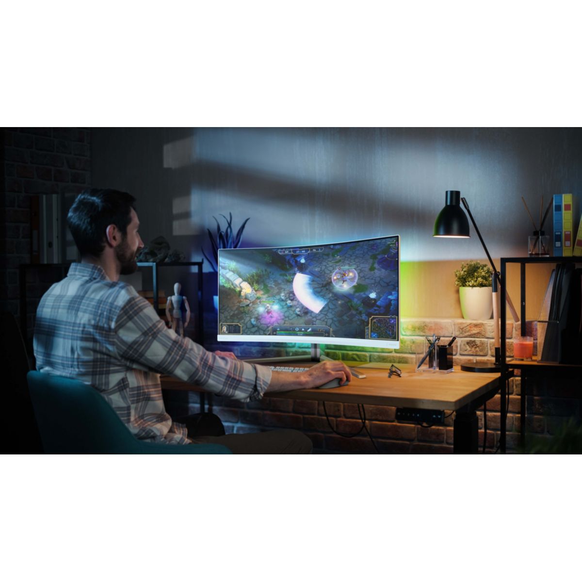 Ecran PC Gamer Evnia 34M2C5501A 34" Incurvé WQHD 180Hz Fast VA HDR 400 HDMI 2.1 Ambiglow couleur unique, PHILIPS