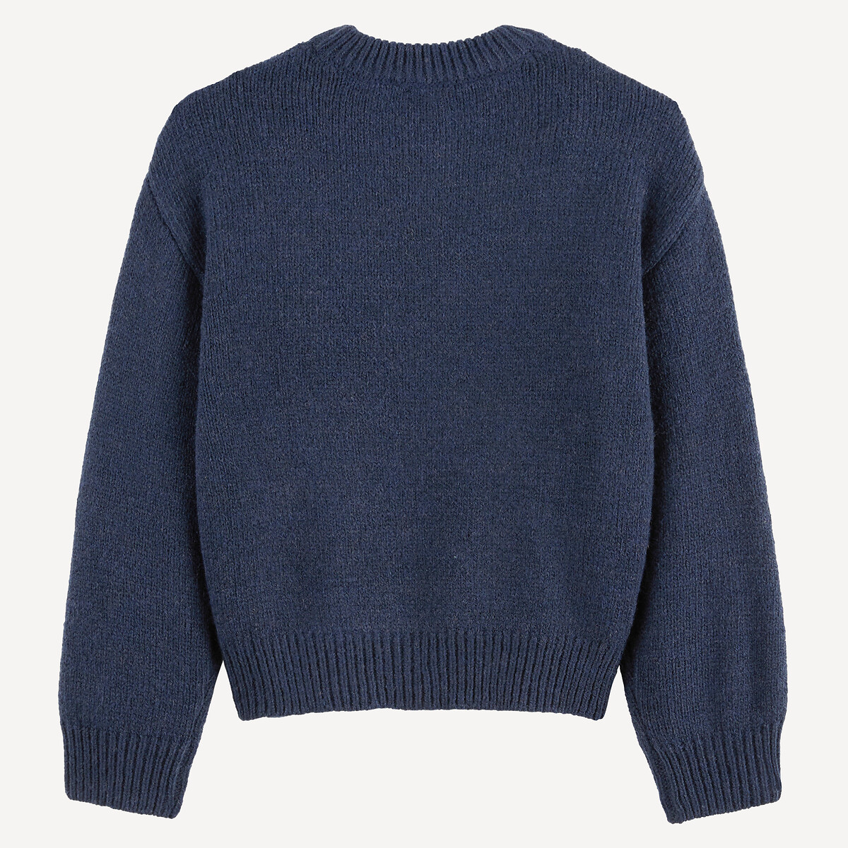 Pull col rond en grosse maille imprimé ours bleu marine, LA REDOUTE COLLECTIONS
