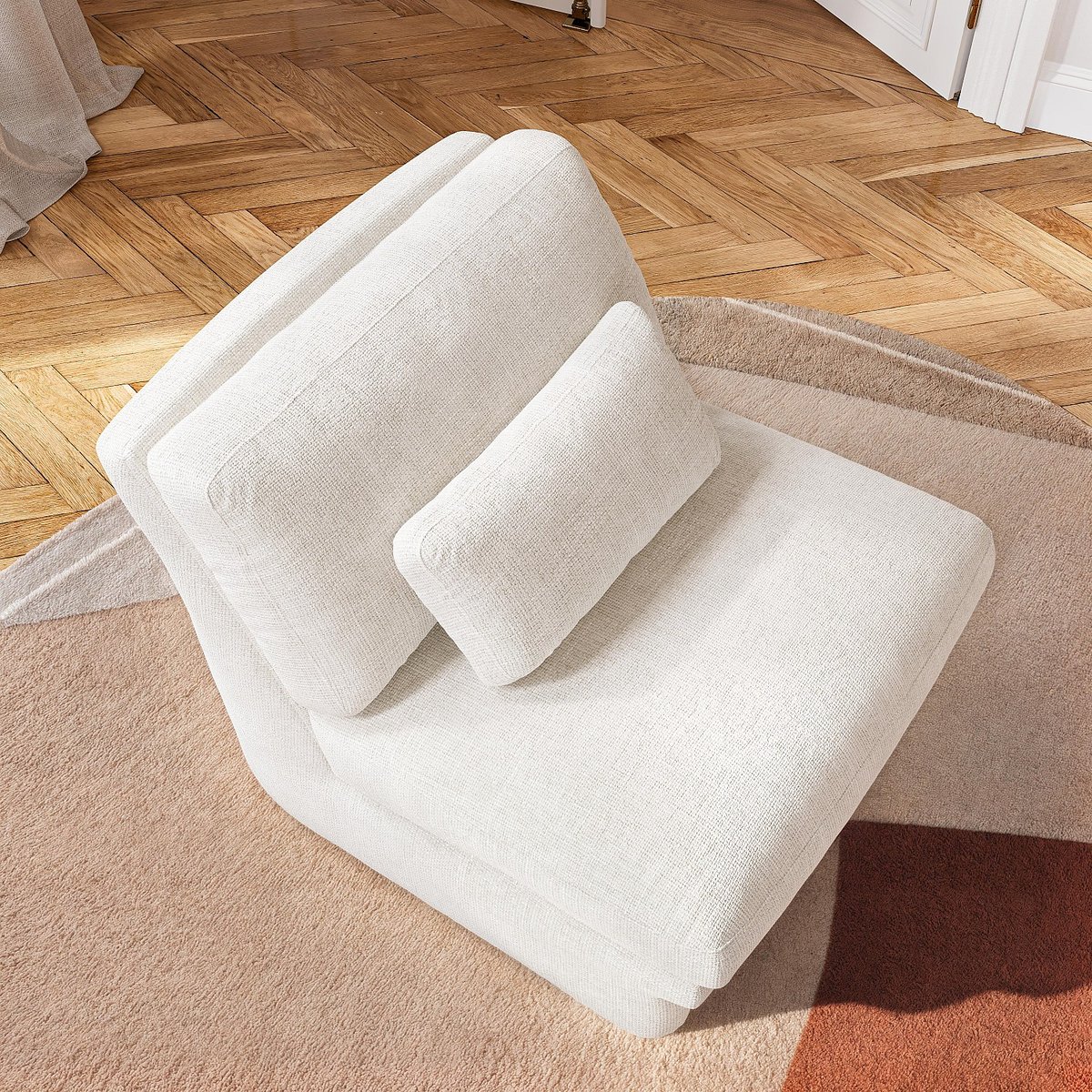 Fauteuil droit tissu GAETA blanc, HABITAT