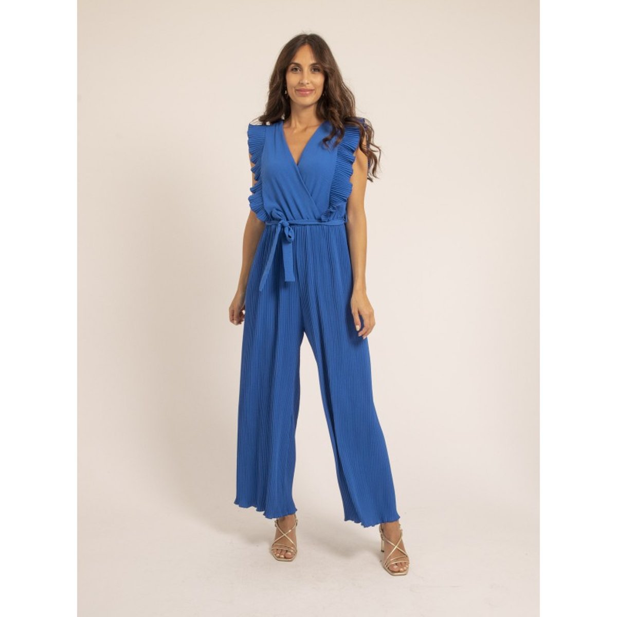 Combi Pantalon Plissée Edena bleu royal, DONA LISA