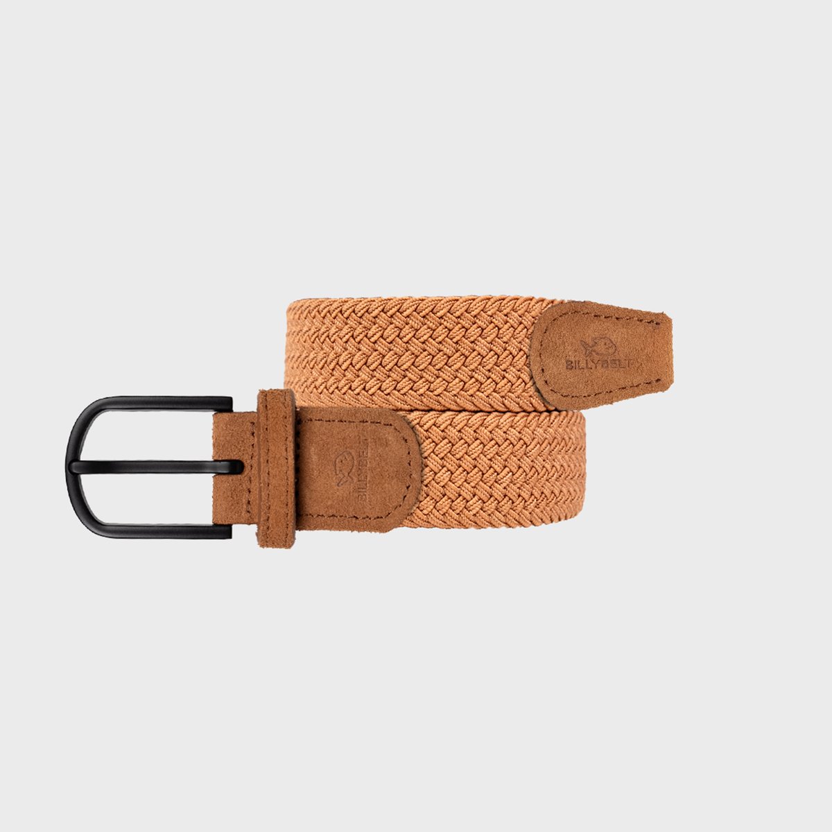 Ceinture tressée élastique unie en DAIM camel, BILLYBELT