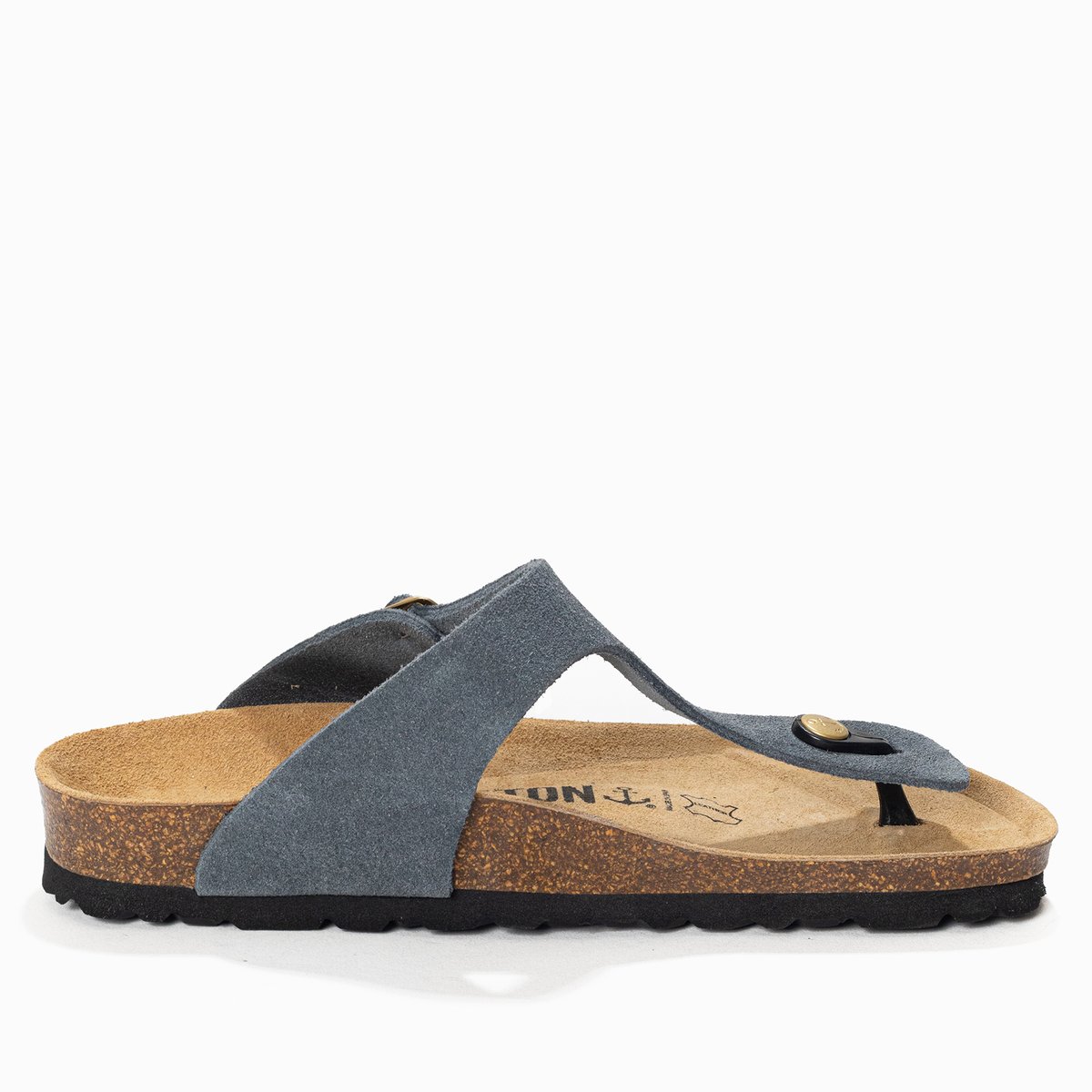 Tongs en cuir suédé MERCURE gris, BAYTON
