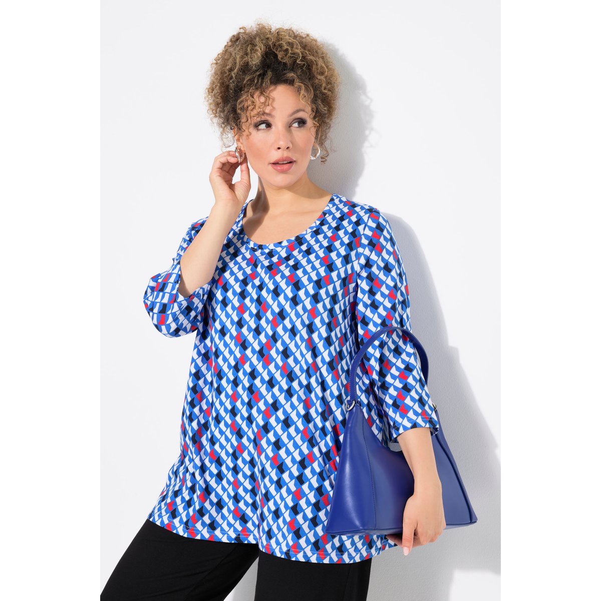 T-shirt long imprimé marine, ULLA POPKEN