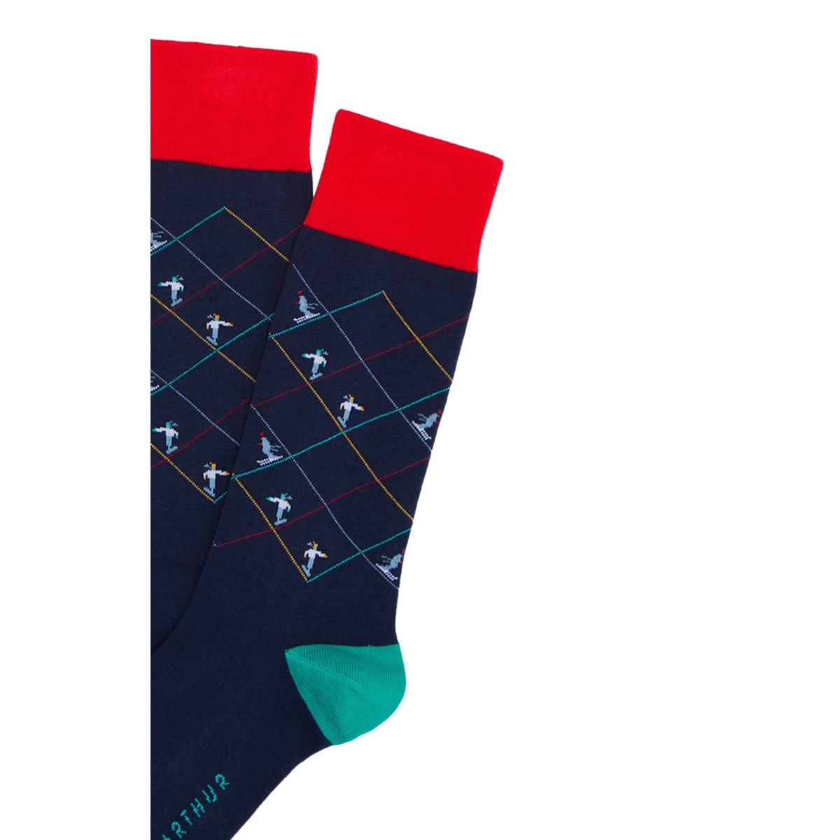 Chaussettes en coton imprimé Ski marine, ARTHUR