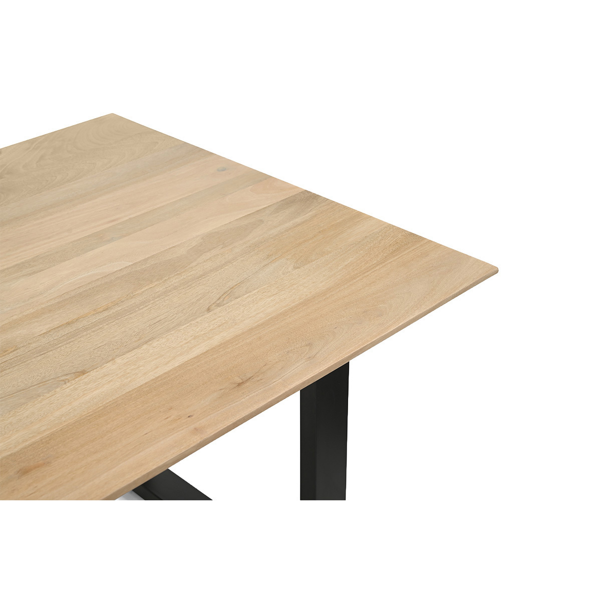 Table à manger extensible en bois clair manguier massif et métal noir L180-220 cm BRAVA couleur unique, MILIBOO