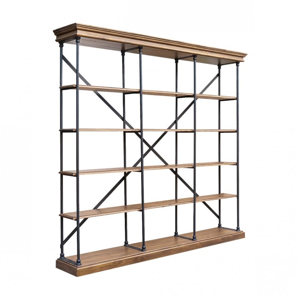 Etagère style moderne en bois et métal, 4 tablettes DANTE marron, ROBIN DES BOIS