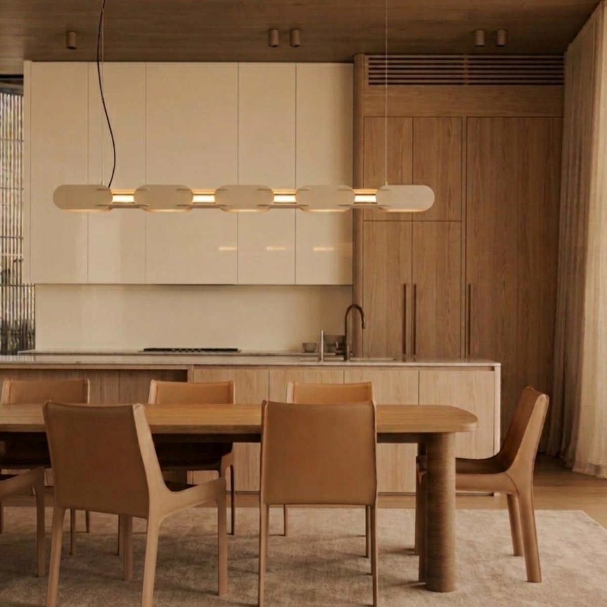 Suspension Acier Beige LED 1 Chain beige, EDEN