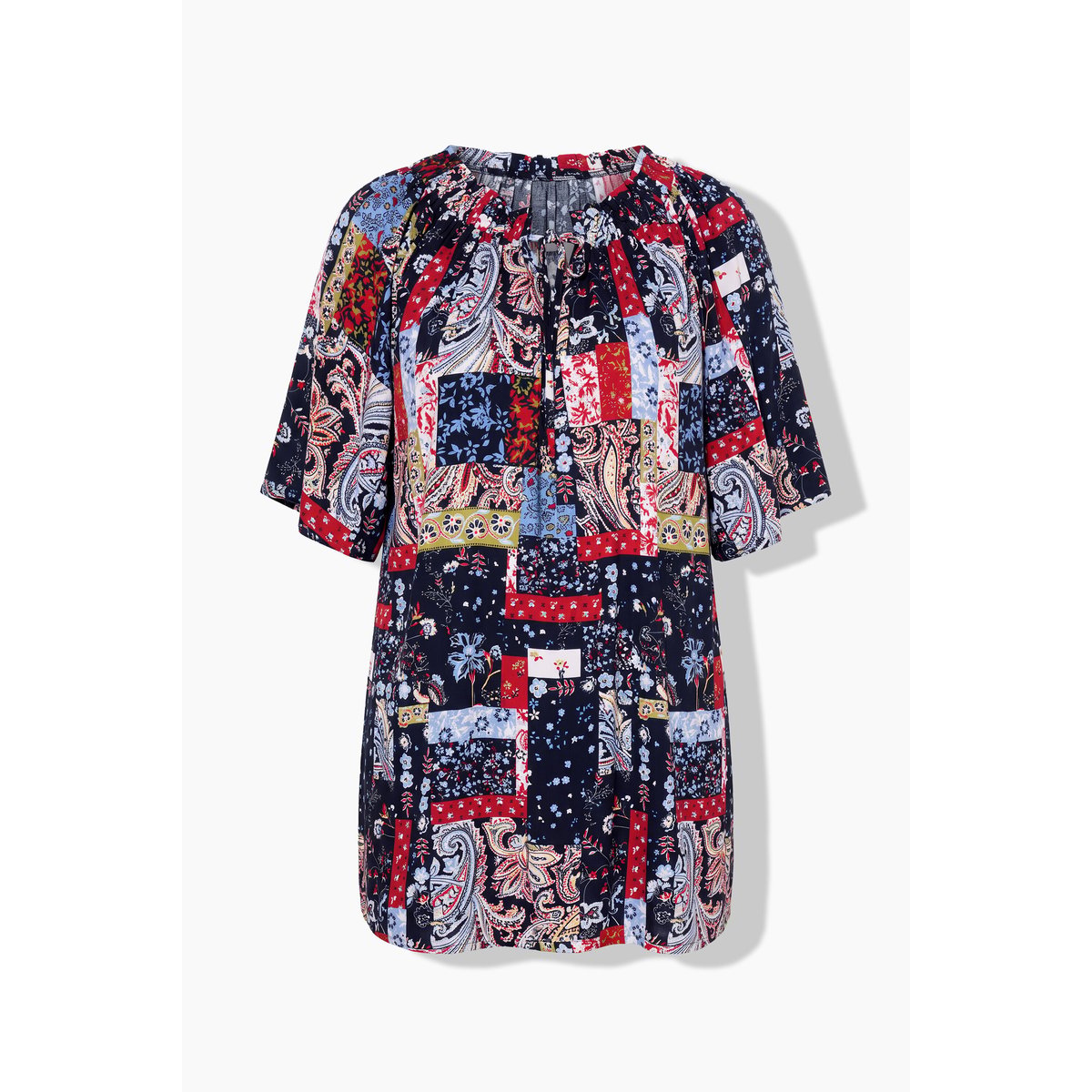 Blouse smockée, coupe trapèze marine, ULLA POPKEN