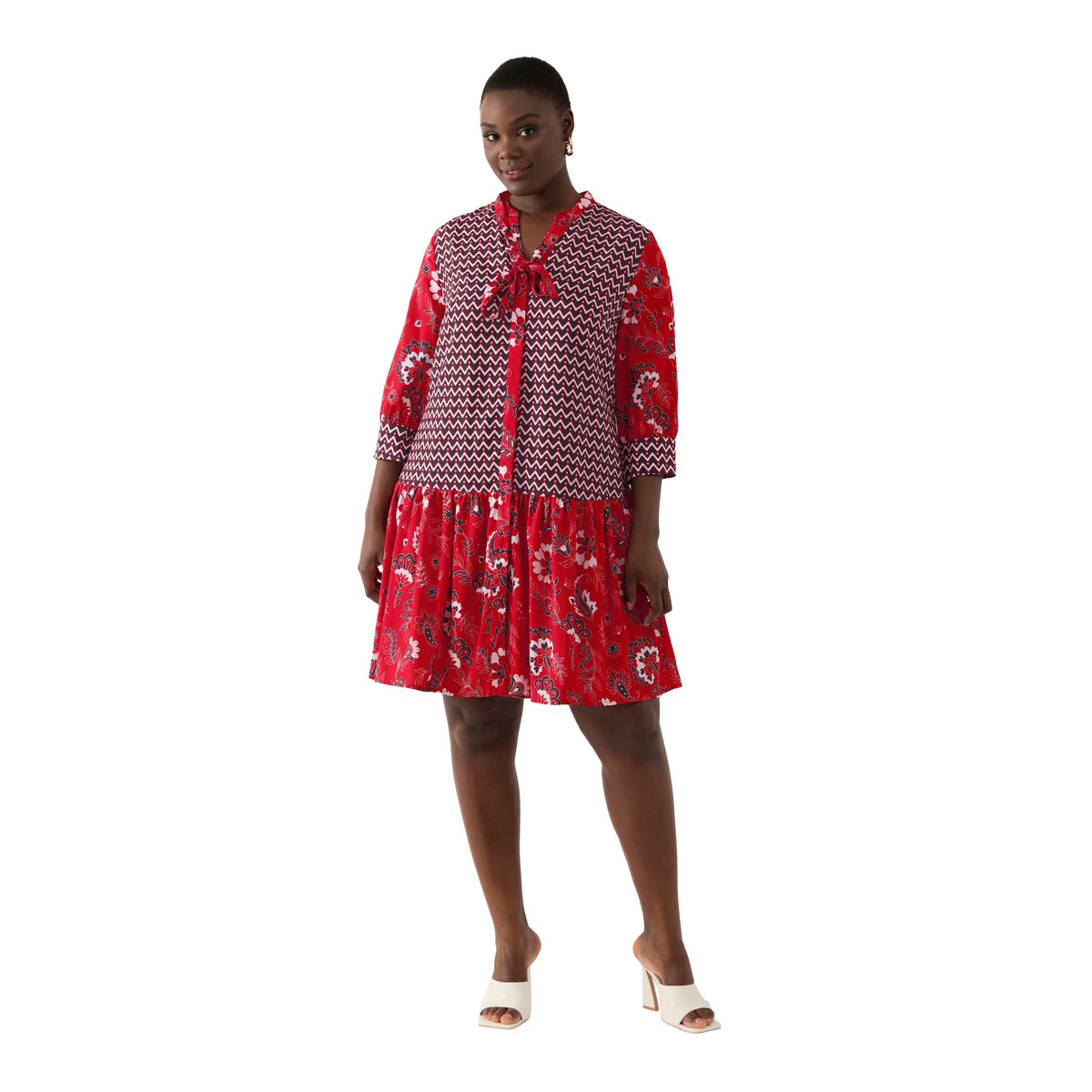 Blouse en lyocell, ruban à nouer, nœud salsa, ULLA POPKEN