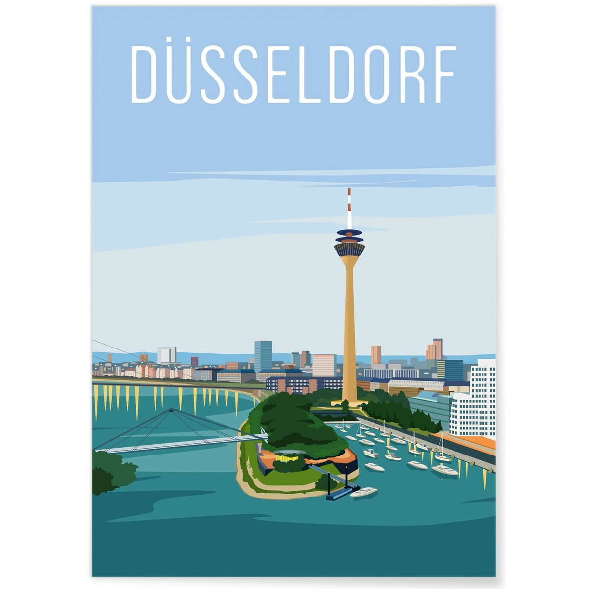 Affiche ville Düsseldorf blanc, L'AFFICHERIE