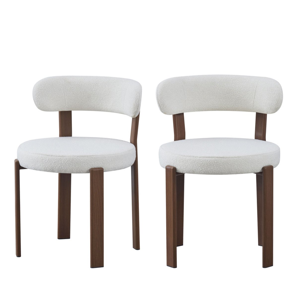 Lot de 2 chaises en tissu bouclette piètement effet bois foncé- IZZY beige, DRAWER