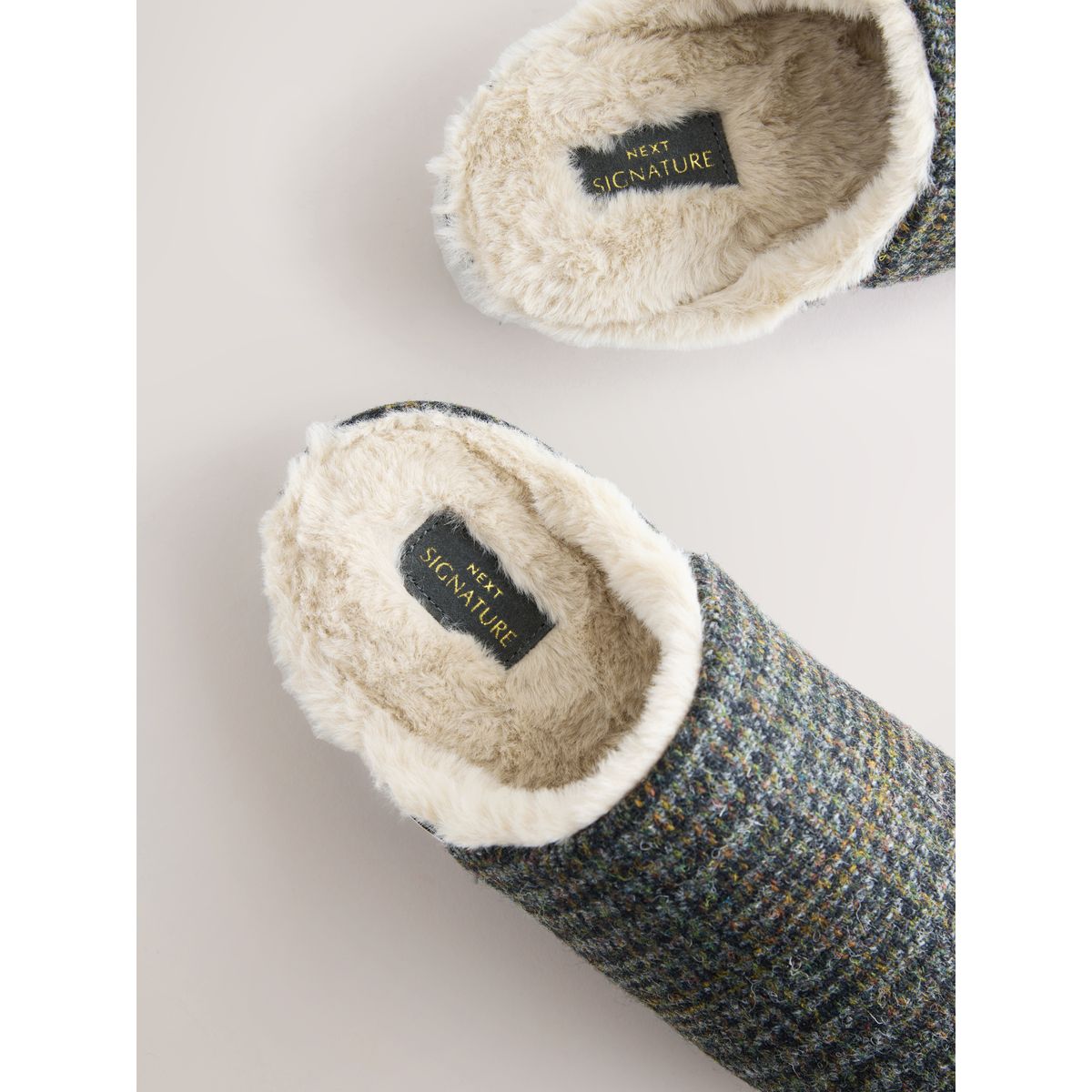Chaussons mules en tweed harris Signature bleu marine, NEXT