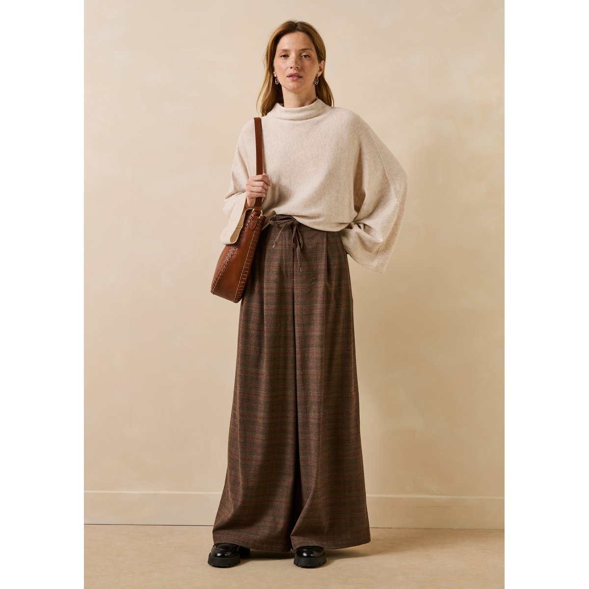 Pull manches longues en laine et cachemire greige, LA FEE MARABOUTEE
