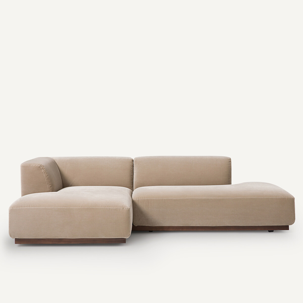 Divano angolo sinistro XL velluto, Jacopo beige cendré, AM.PM