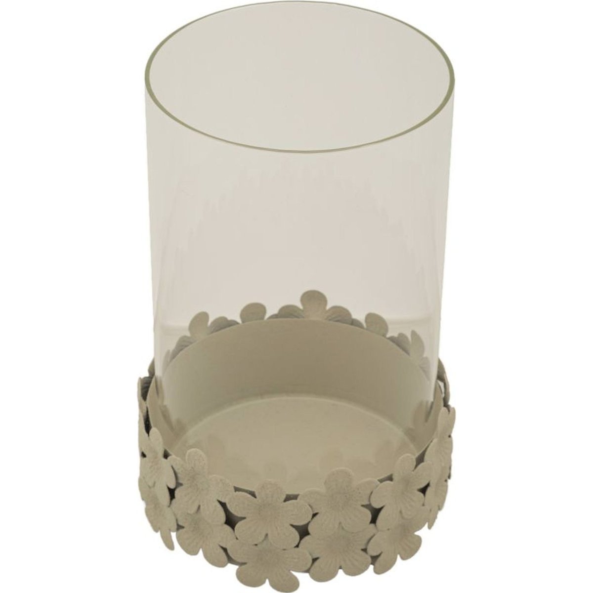 Photophore en verre décor floral ajouré crème, RECOLLECTION