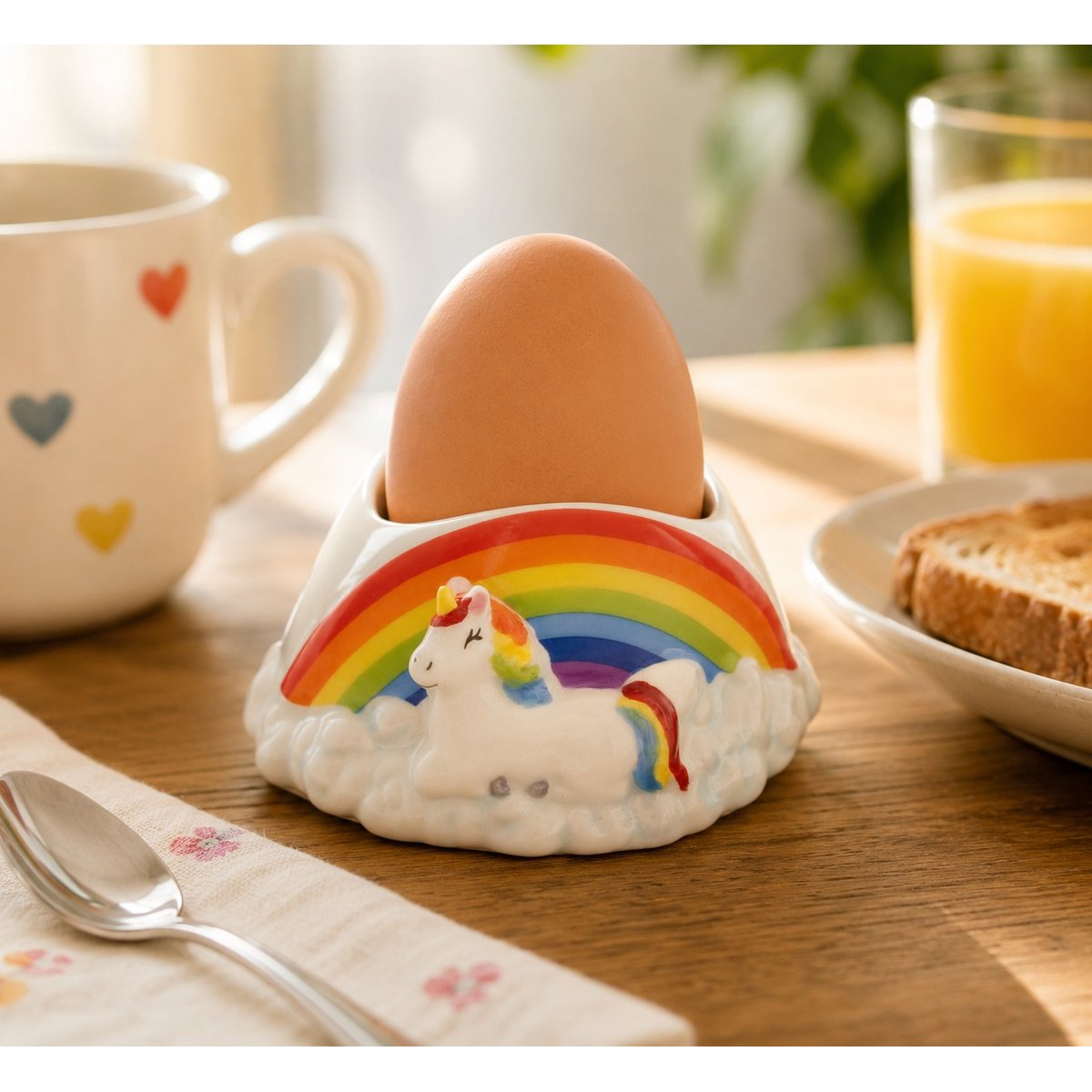 Coquetier Licorne Arc-en-ciel blanc, EDEN