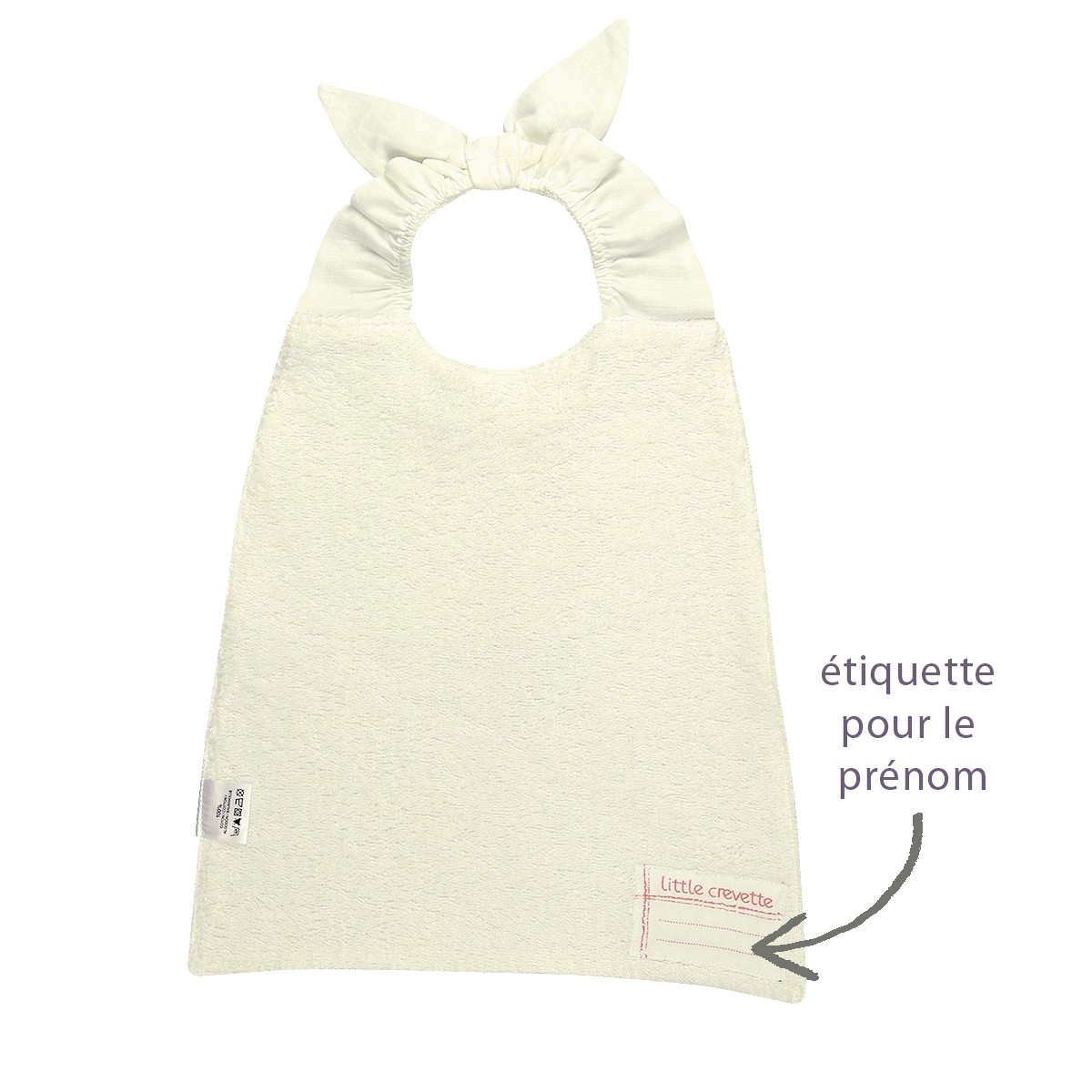 Bavoir élastiqué MOSIEUR CREVETTE ecru, LITTLE CREVETTE