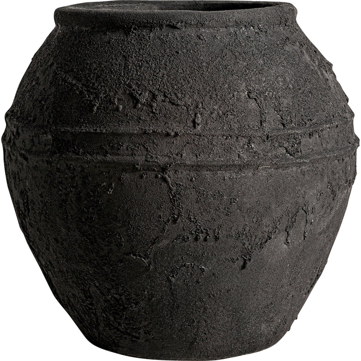 Vase vintage en céramique texturée noir effet vieilli, RECOLLECTION