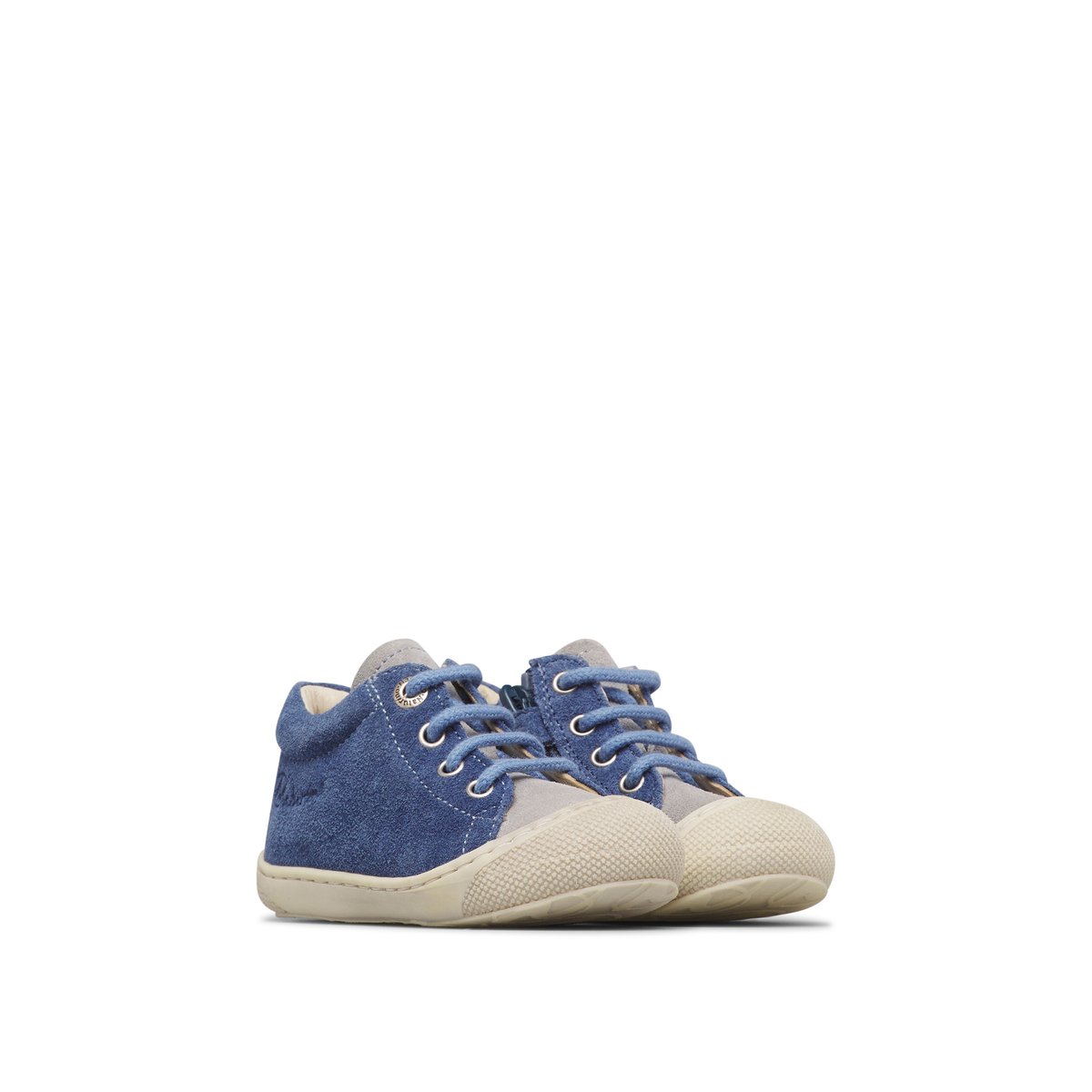 Chaussures premiers pas en cuir avec fermeture éclair COCOON ZIP bleu-gris, NATURINO