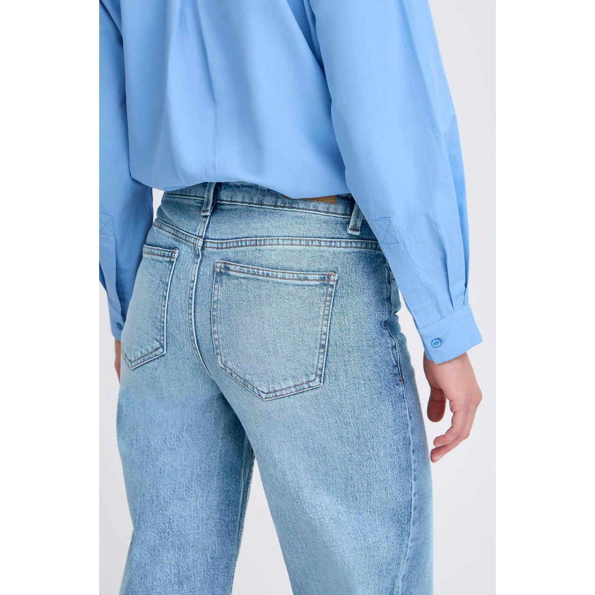 Jeans jambes larges, taille haute bleu mid blue denim, B.YOUNG