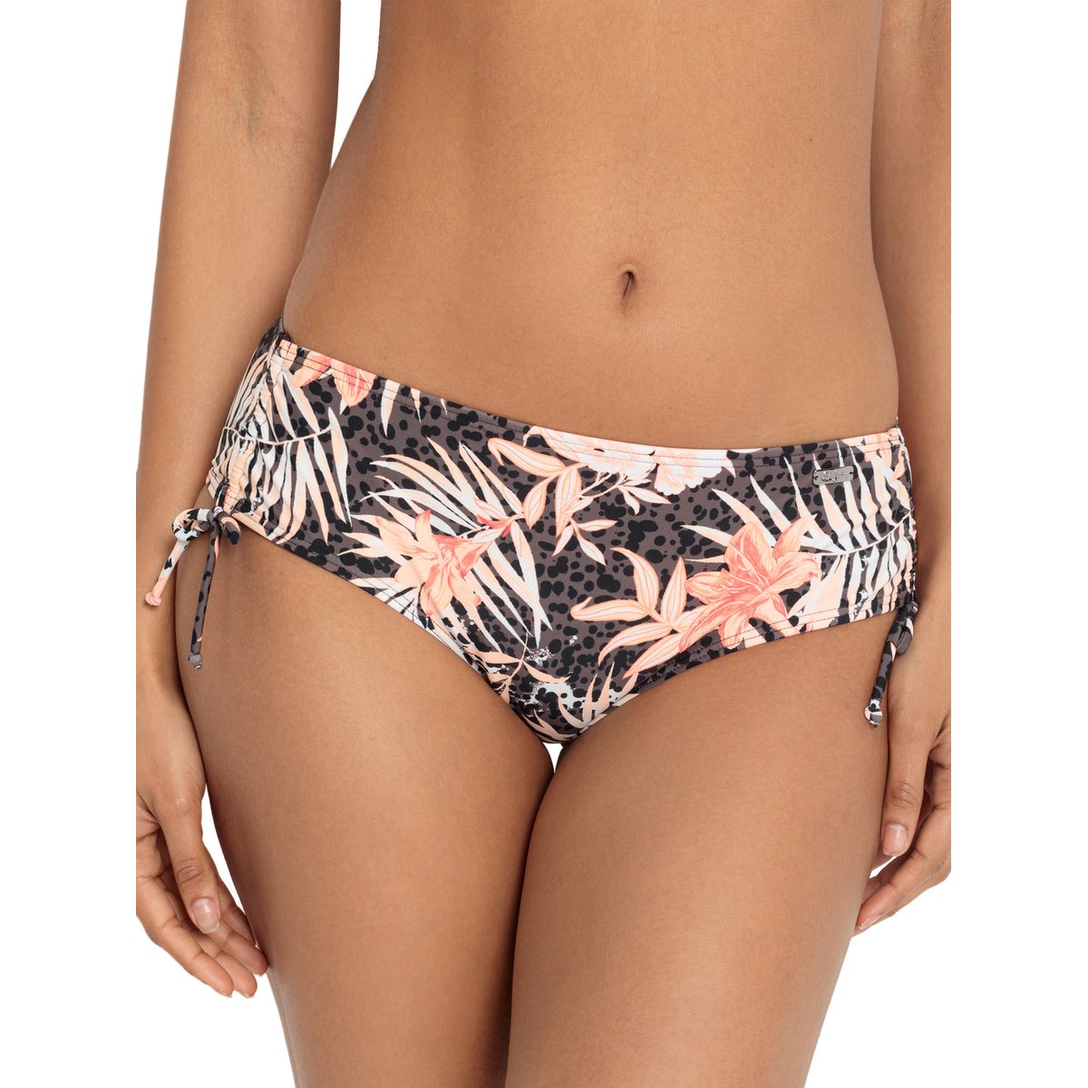Bas maillot slip de bain taille haute côtés réglables Branda marron, LASCANA