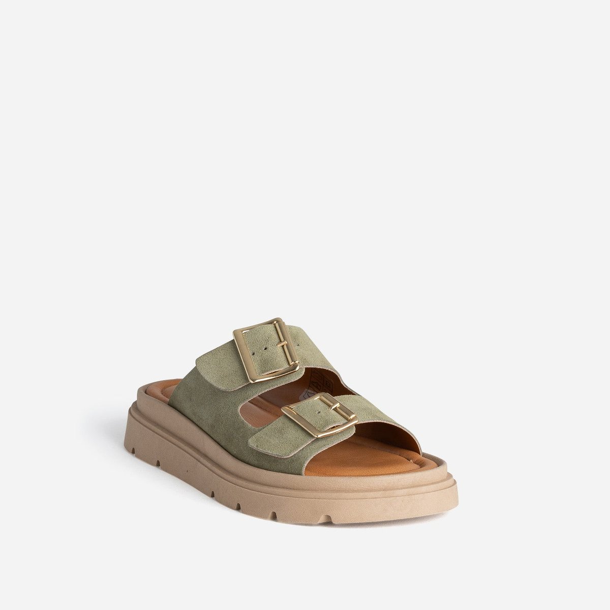 Mule en cuir MARGA kaki, TEXTO