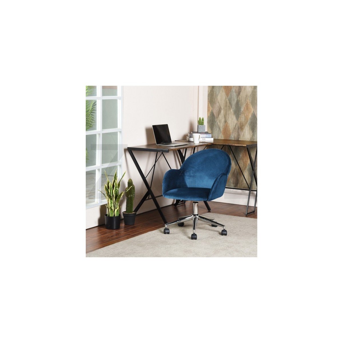 Chaise de Bureau à Roulettes avec Accoudoirs - CHIOZZA bleu, CALICOSY