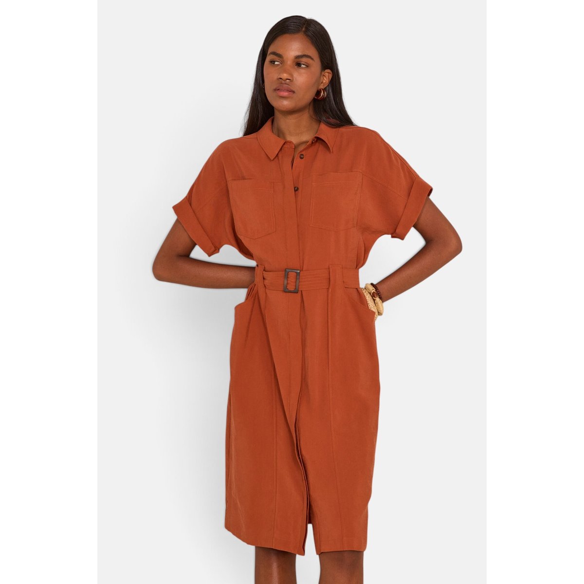 Robe chemise droite RAMA brique, Maison 123
