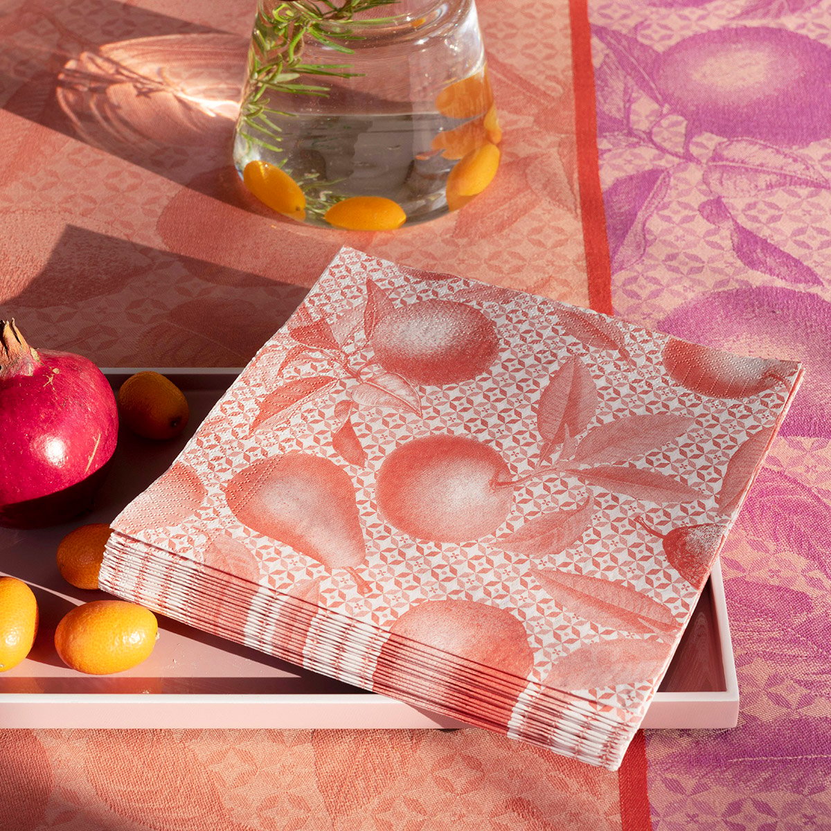 Serviette papier en Coton, ARRIÈRE-PAYS peche, LE JACQUARD FRANCAIS