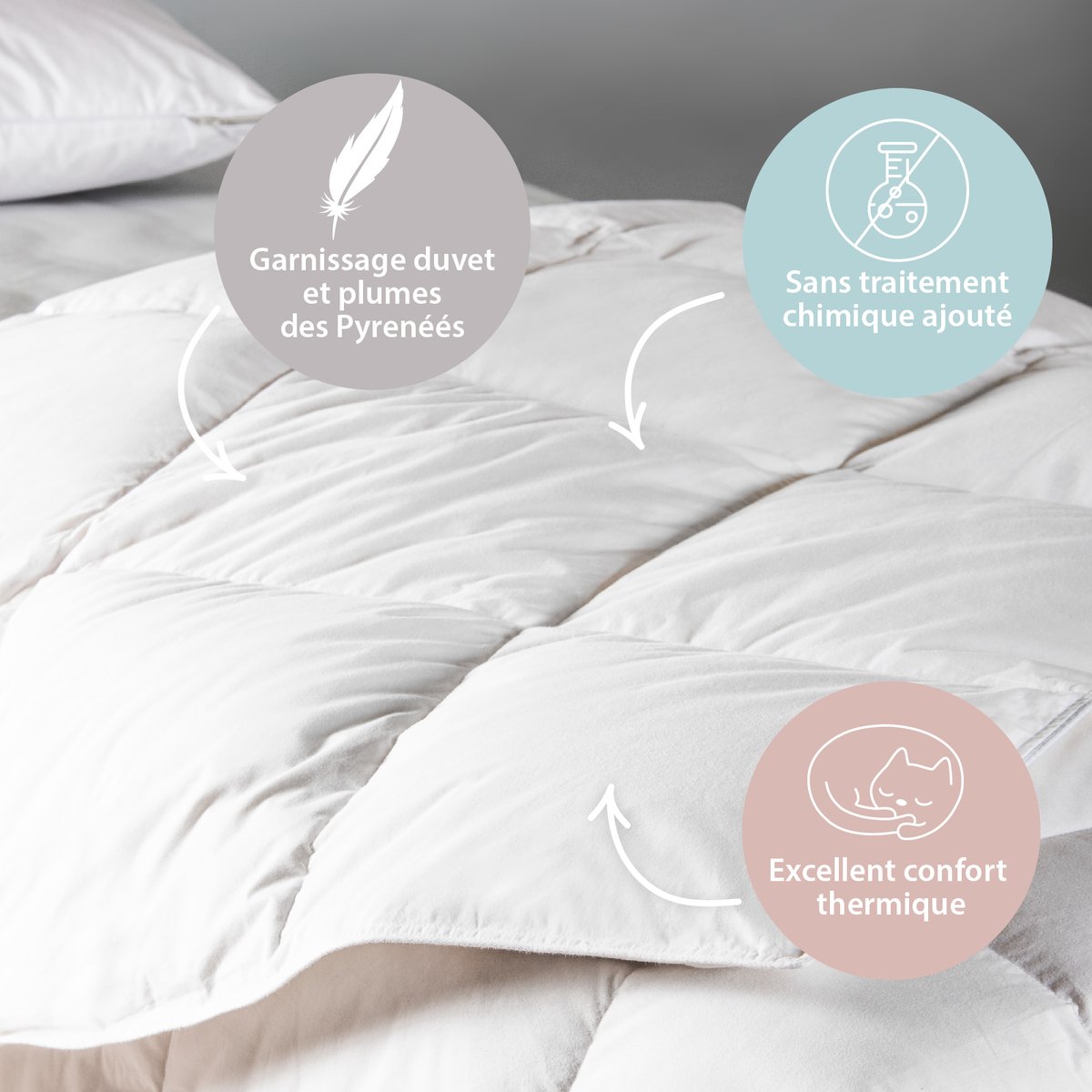 Couette Enfant très chaude en Duvet et Plumes, LANAÏ couleur unique, KADOLIS