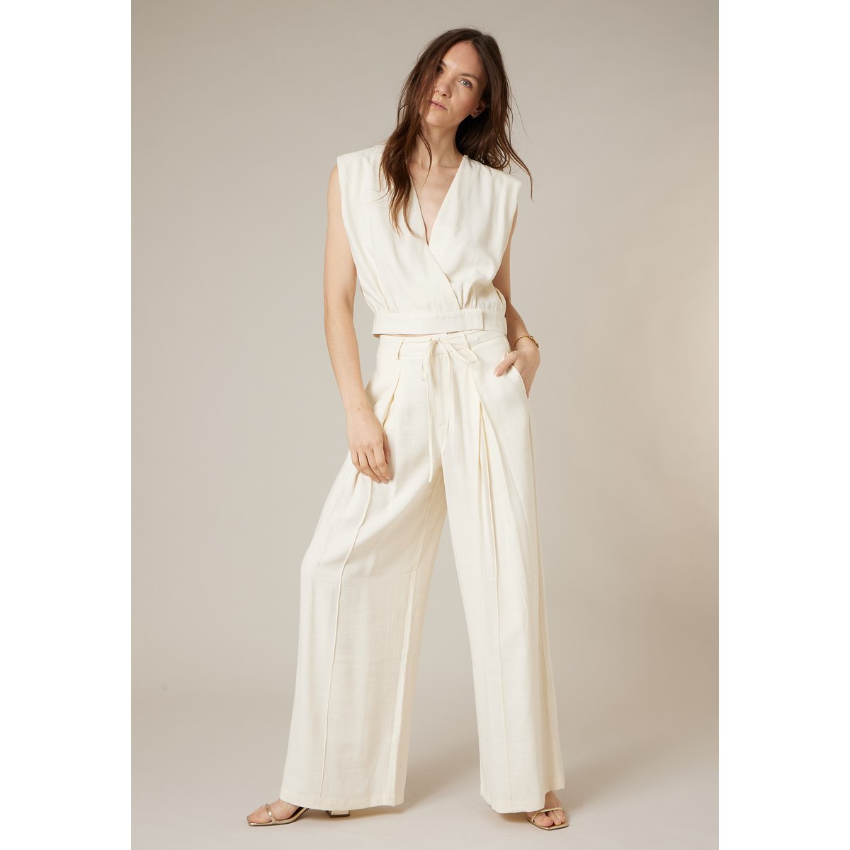 Top sans manches cache-coeur uni MELICE ivory, DEELUXE