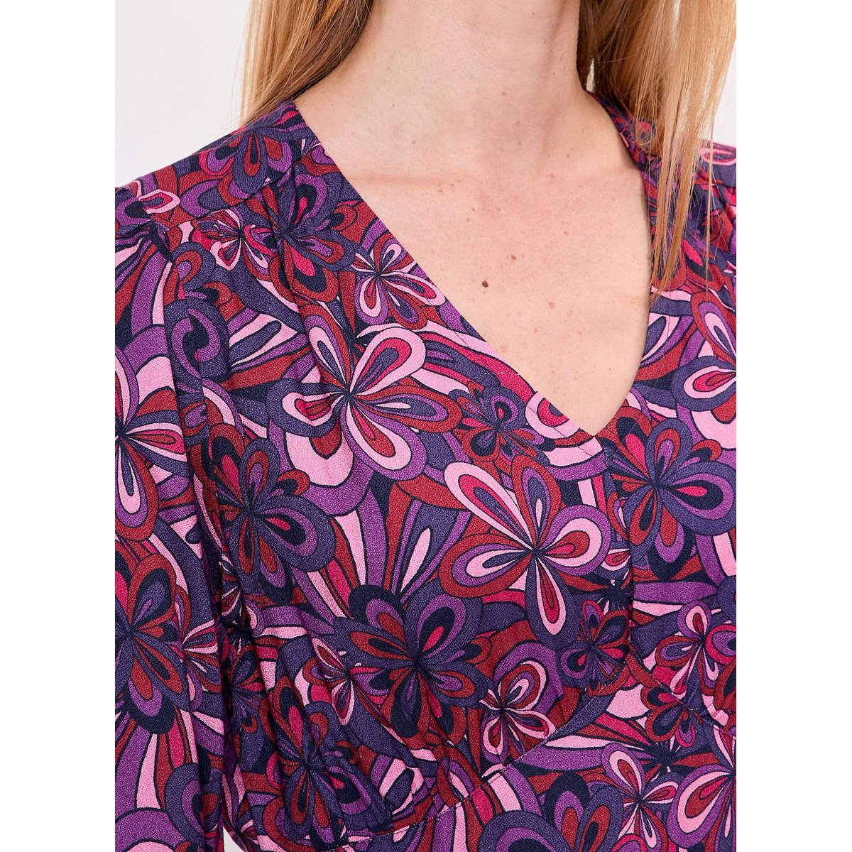 Robe fluide empire col V YSEE violet, PRINCESSE NOMADE