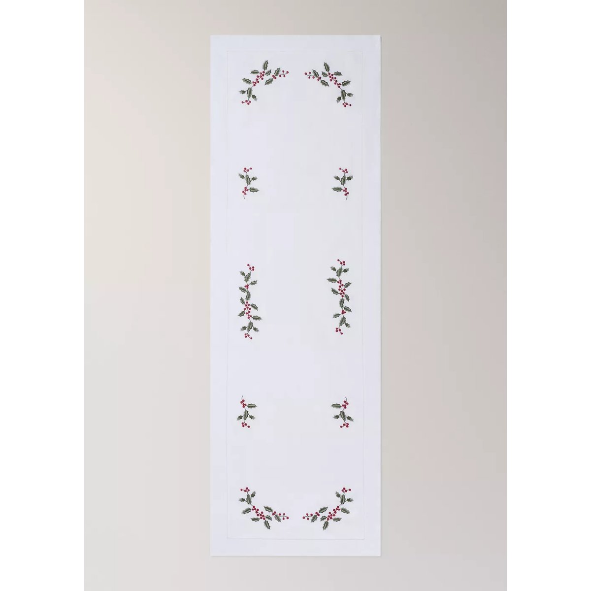 Chemin de table en lin broderie ajourée blanc cassé, MANGO HOME