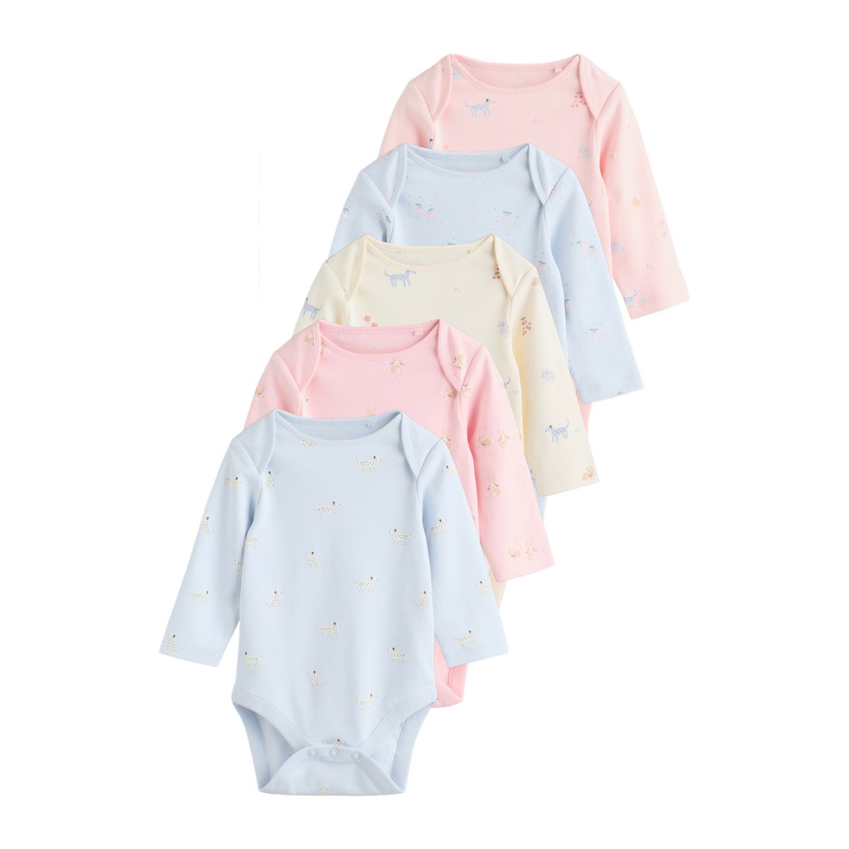 Body à manches longues bébé, lot de 5 personnage multicolore pastel, NEXT