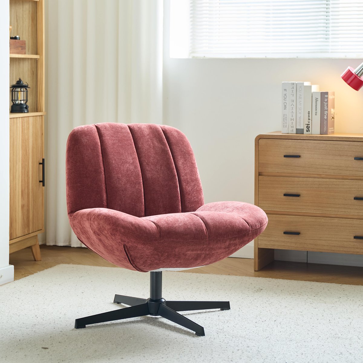 Fauteuil de salon pivotant, tissu, NAMSOS terracotta, NORDLYS